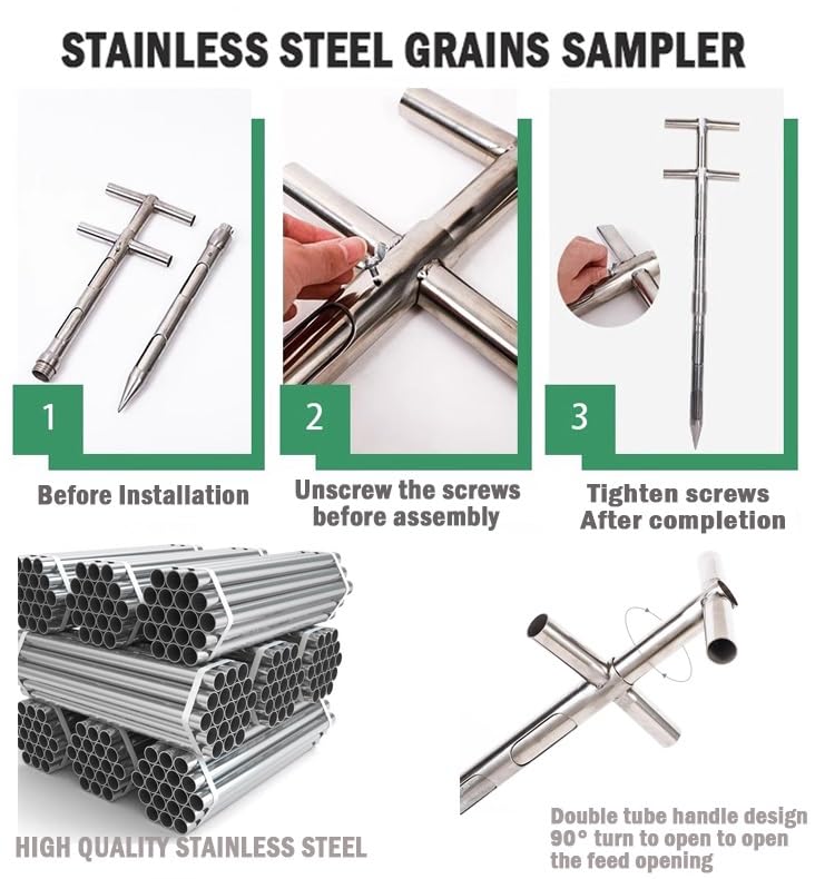 Rotating Panel Sampling YJINGRUI 25mmX1m Stainless Steel Grains Powder Sampler Probe With ...