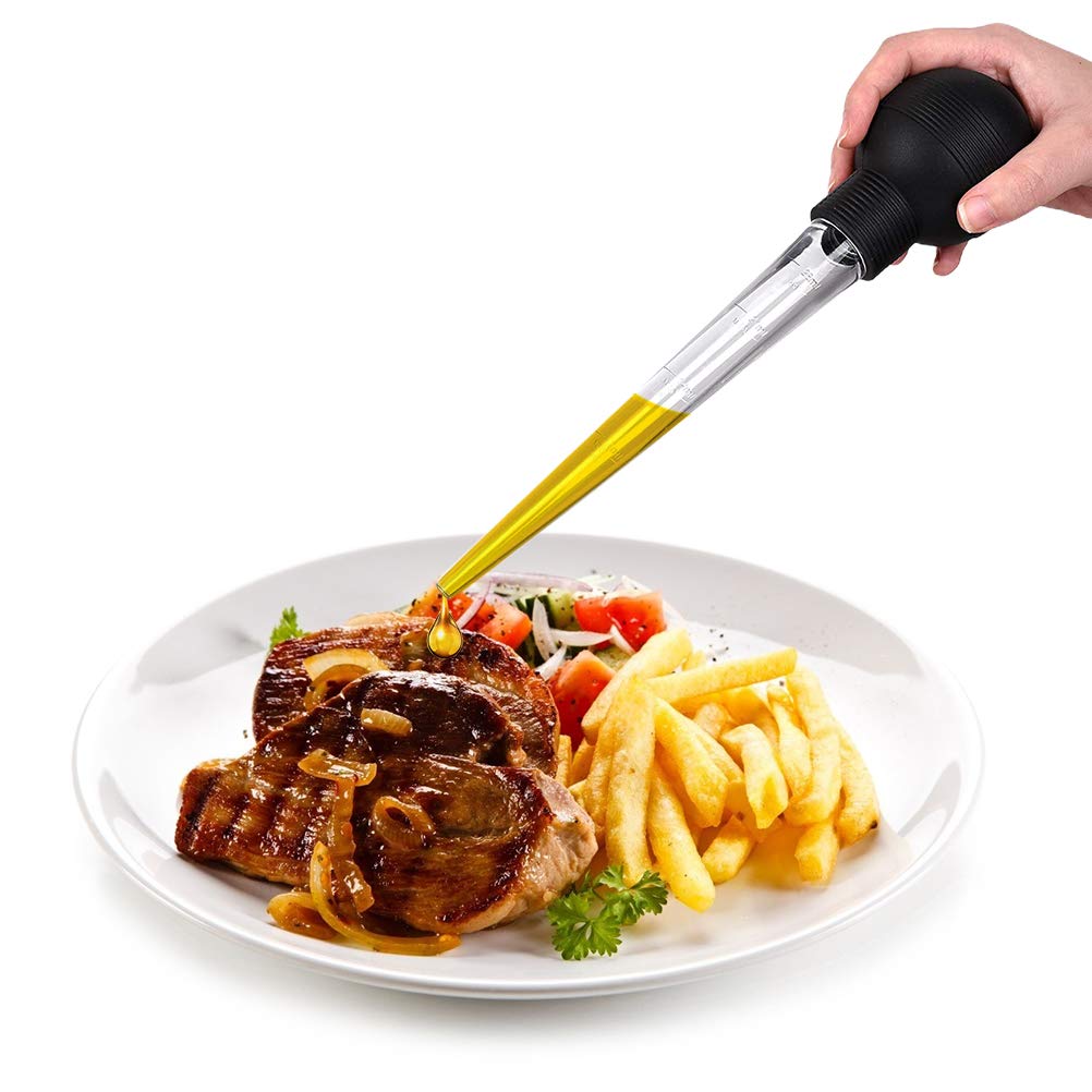 Pipeta kuchenna silikonowa głowica zakraplacz z pompką skalową, strzykawka marynarska ze szczotką pipeta indyk gotowanie sos olej grill