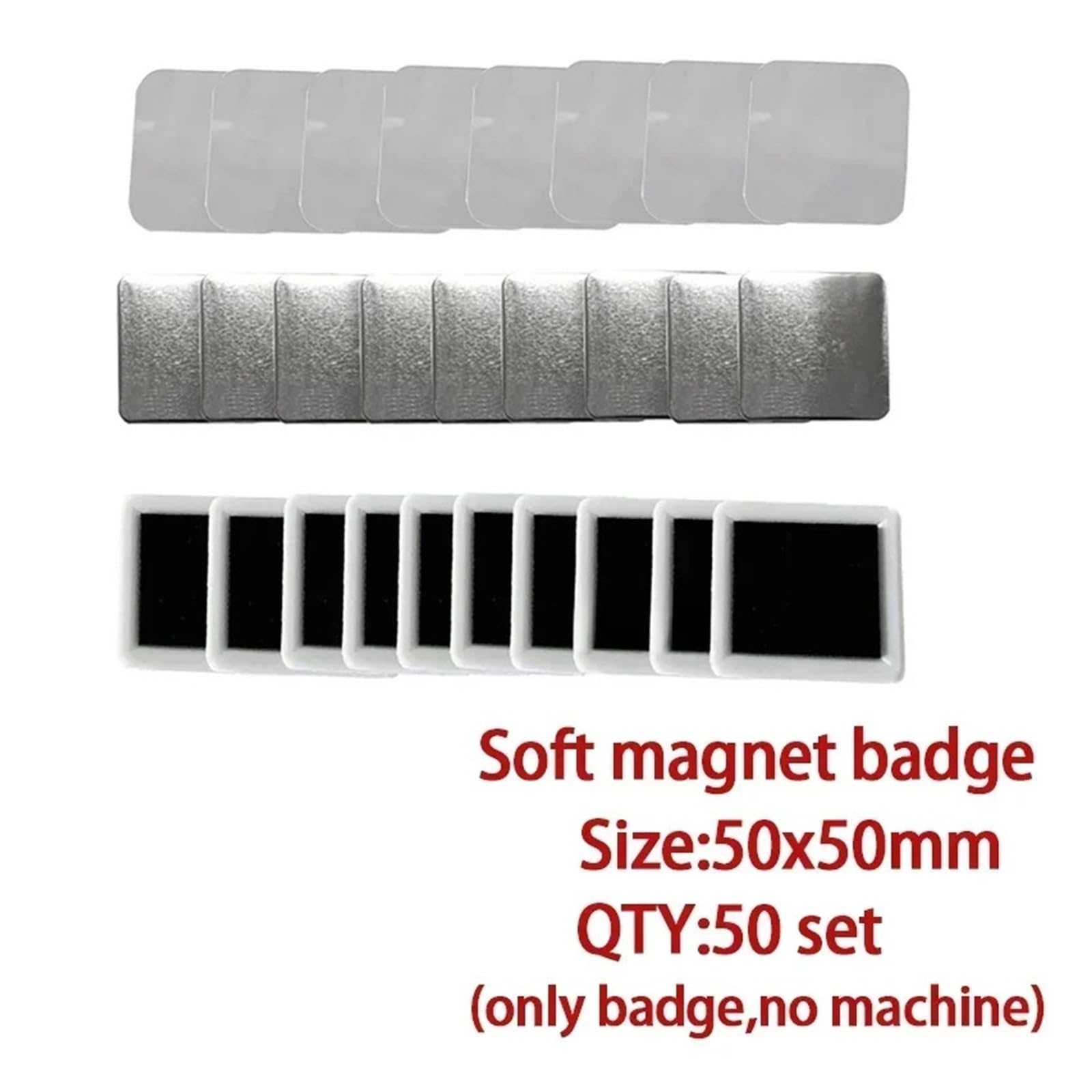 Machine à fabriquer des badges carrés, aimants souples for réfrigérateur, 50 x 50 mm, for badges vierges, en métal, plastique, bricolage Compatible(With Soft magnet badge)
