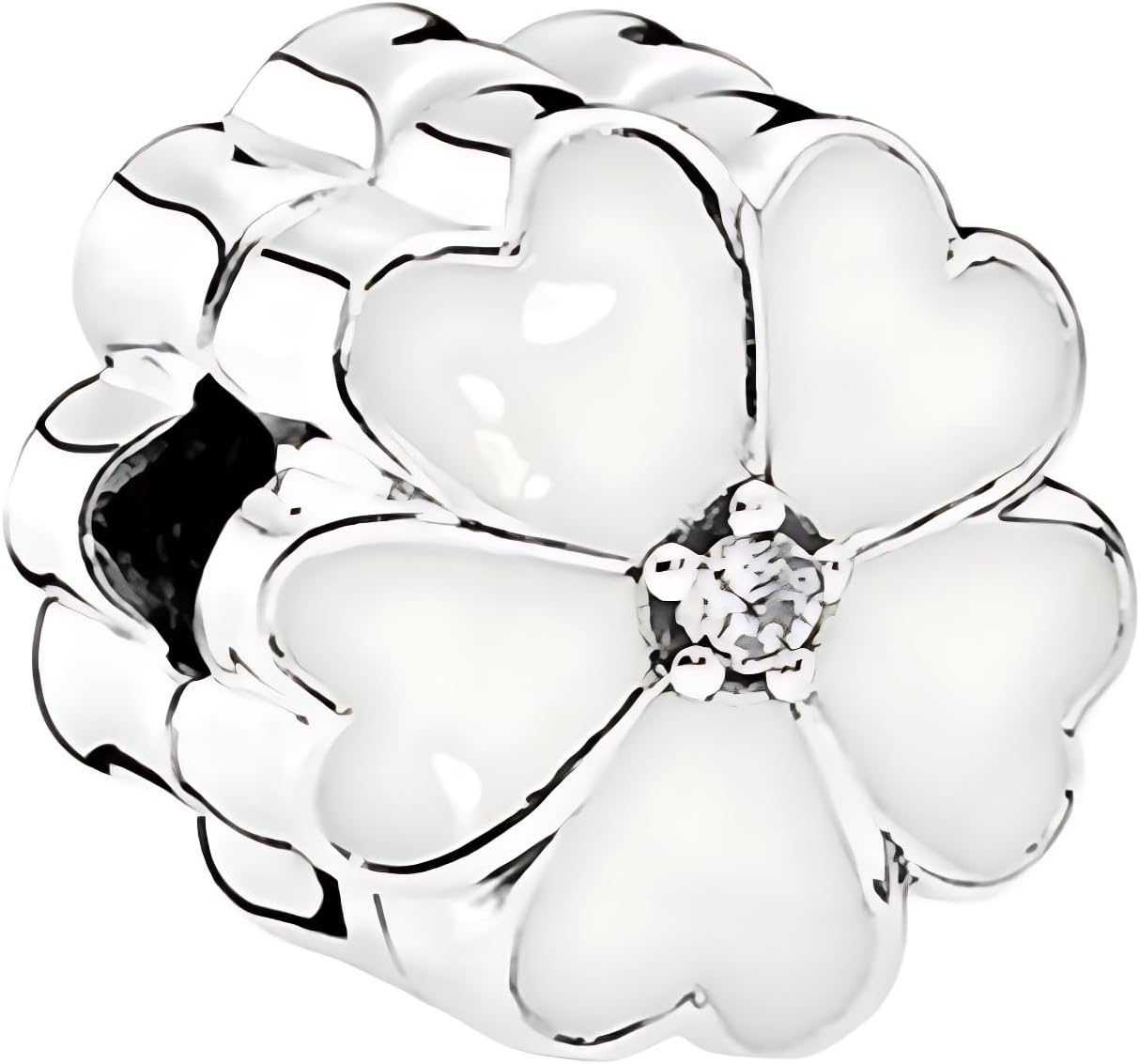 Silver Color 1Pc White Daisy Cherry Flower Clip Bead Charms Fit European Style Bracelet A251 Clever
