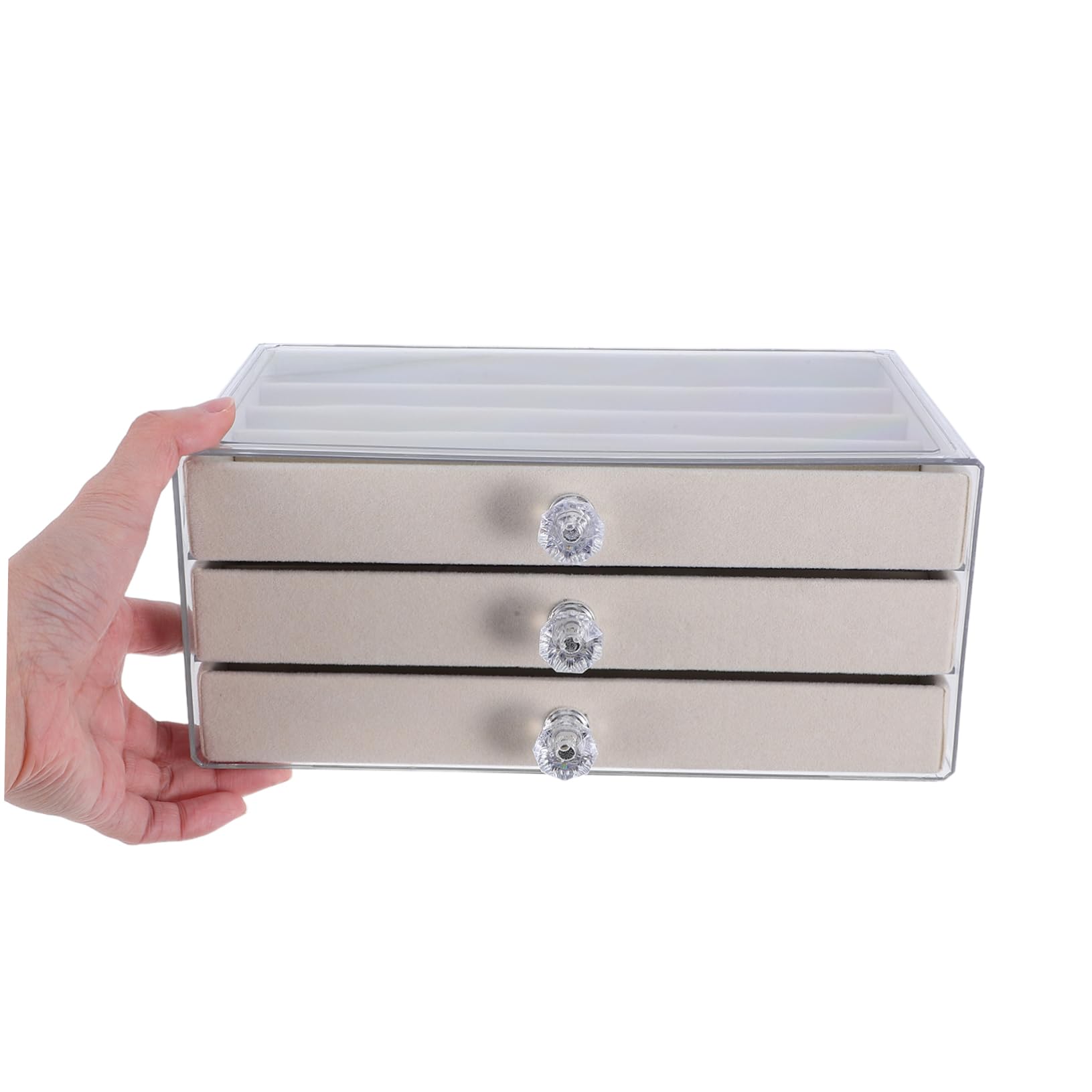 Schmuckaufbewahrungsbox mit Schublade aus Pte, Beige, für Ketten