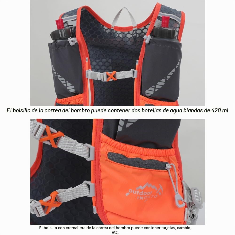 Lixada 5L Mochila de Hidratación para Senderismo con 1 * 1.5vejiga de Agua y 2 * 450ML Botellas de Agua Blandas Mochilas Hidratación para Al Aire Libre Ciclismo Camping Senderismo Alpinismo