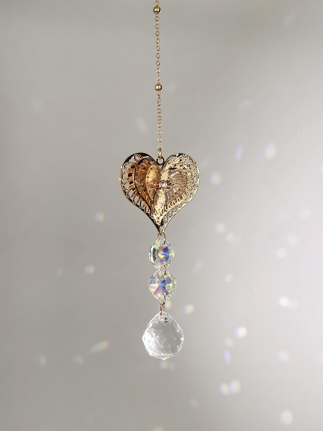 Crystal Suncatcher for Windows - Rainbow Maker Sun Catchers with Prisms Heart Hanging Ornament for Christmas Wedding Garden Home Decor Gift