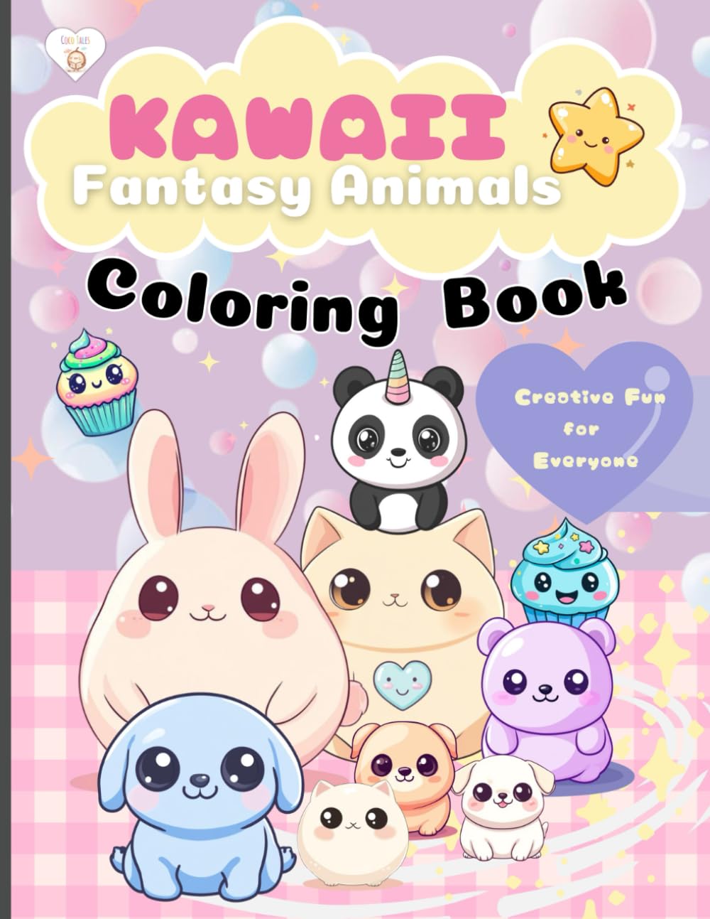 Kawaii Fantasy Animals: Easy and Bold Coloring Book with Whimsical Stories for Kids and Adults