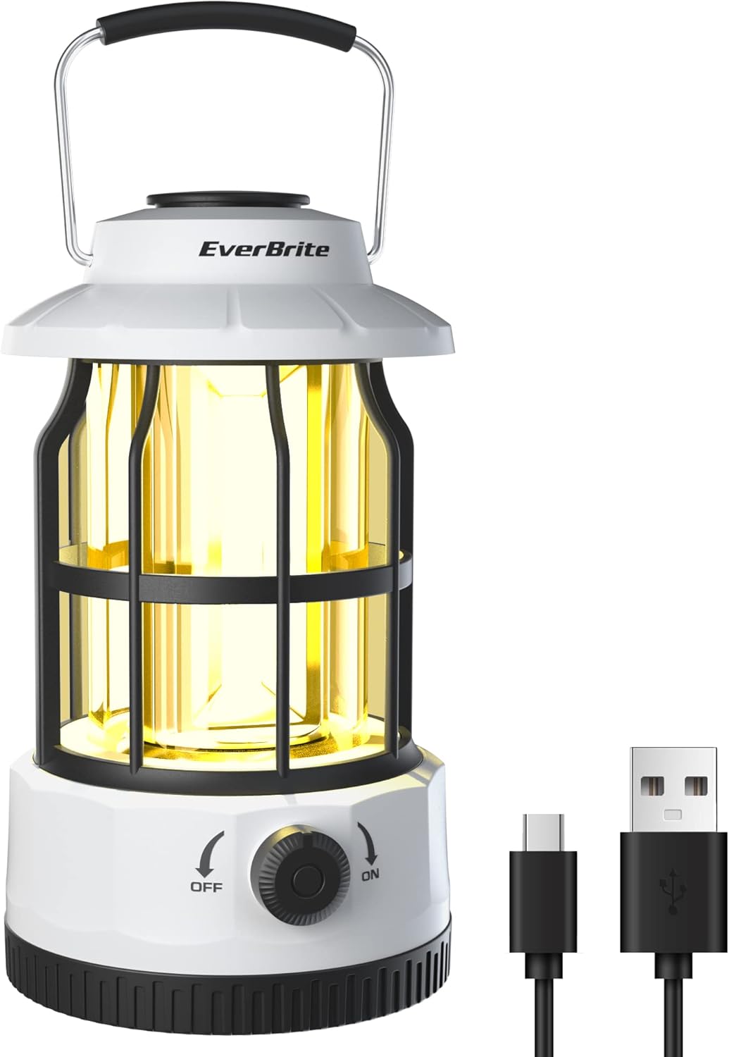 EverBrite LED Camping Lantern, USB C Rechargeable Lantern with Stepless