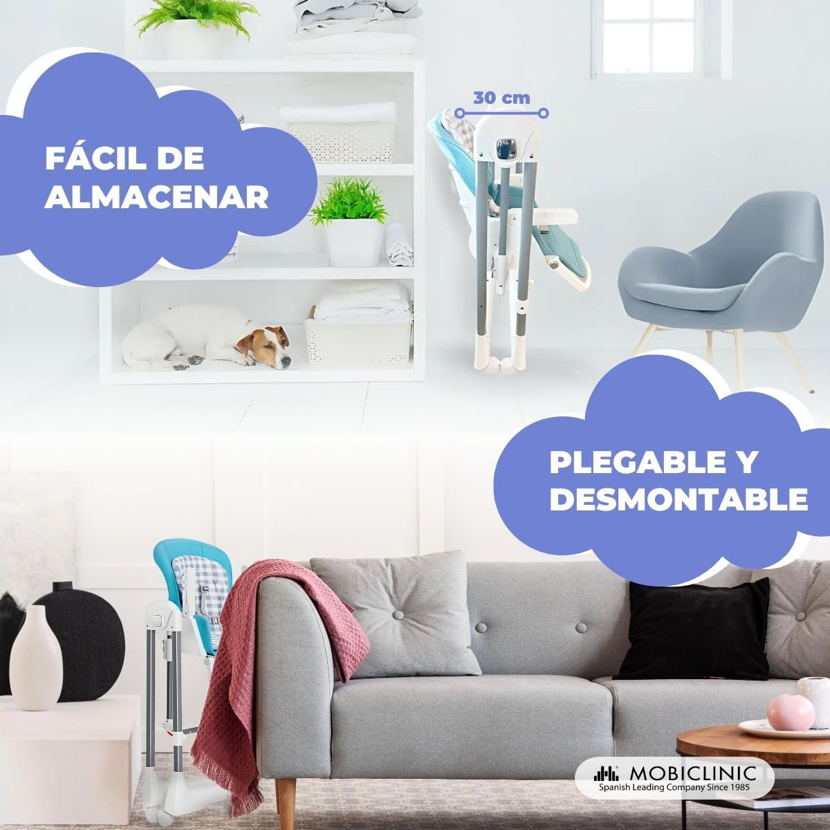 Mobiclinic®, Trona balancín evolutiva, 3 en 1, 6-36 meses, 15kg, Nala, Plegable, Ajustable altura y respaldo, Doble bandeja extraíble, Ruedas giro 360º, Arnés con 5 puntos
