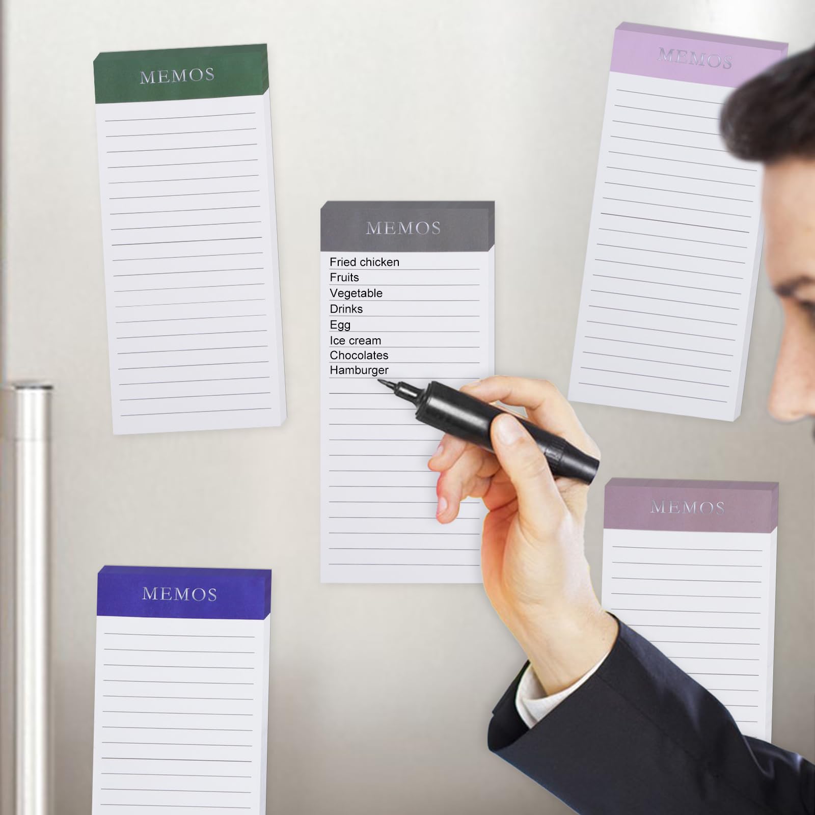 FLIPPED Magnetische Notizblöcke für Kühlschrank, Notizblock für Kühlschrank, Einkaufsliste, Vollmagnet auf der Rückseite, Magnet-Notizblöcke für Einkaufsliste, Einkaufsliste, Minimalismus, 8 Stück