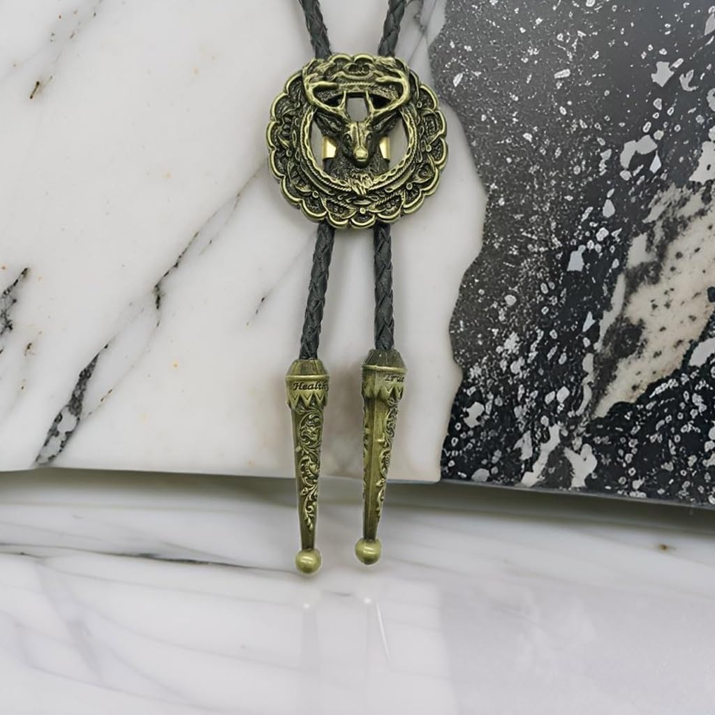 Cravatte da cowboy, Cravatta da cowboy unisex con testa di cervo vintage
