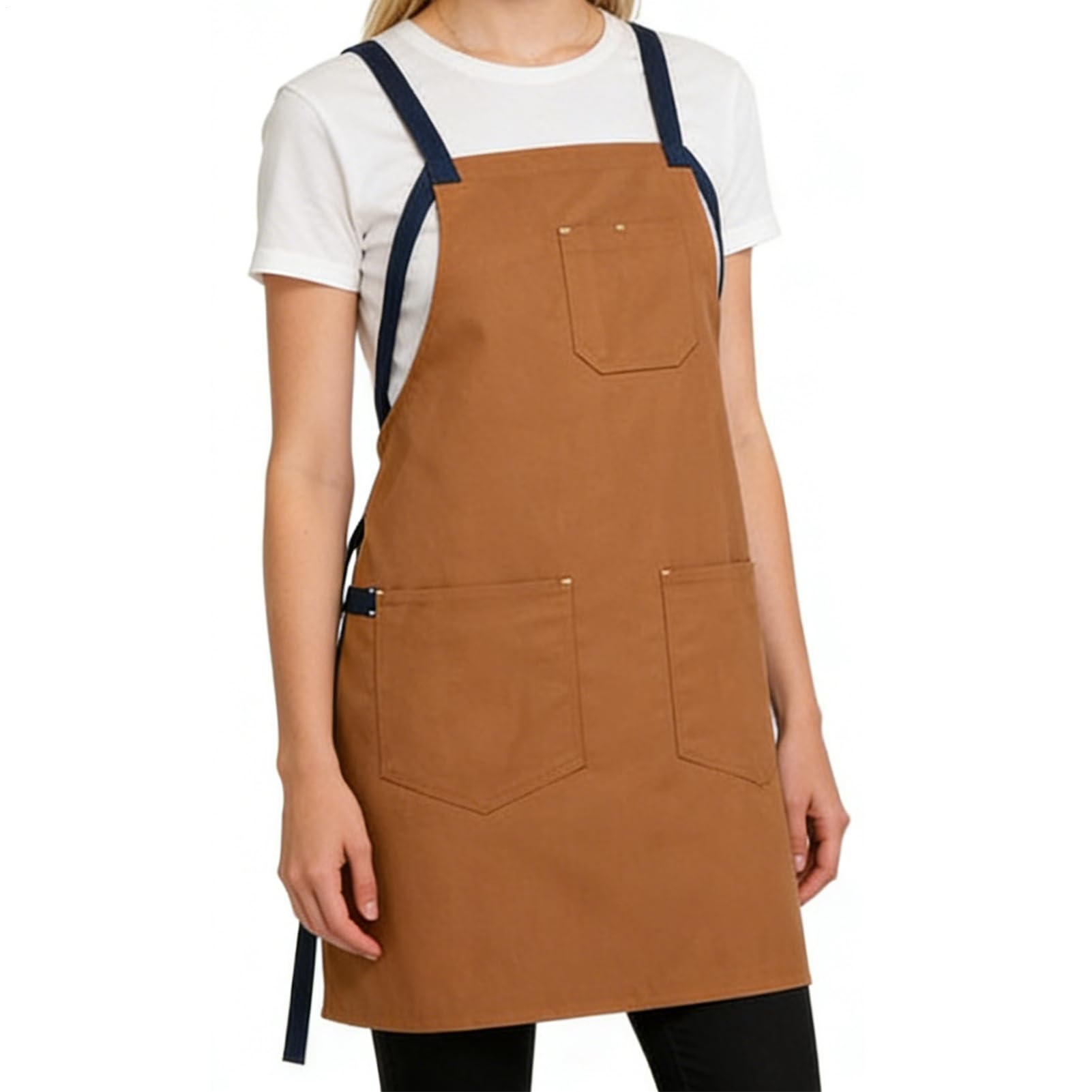 Tablier avec poches de cuisine réglable noir grand format pour chef - 8