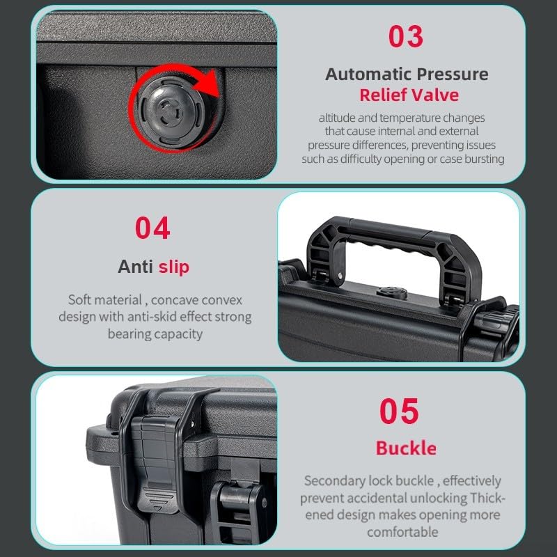 Zoegneer Custodia rigida per fotocamera 360, a doppio strato, con scomparti personalizzati per batterie per obiettivo, treppiede, antiurto, in polipropilene, colore nero