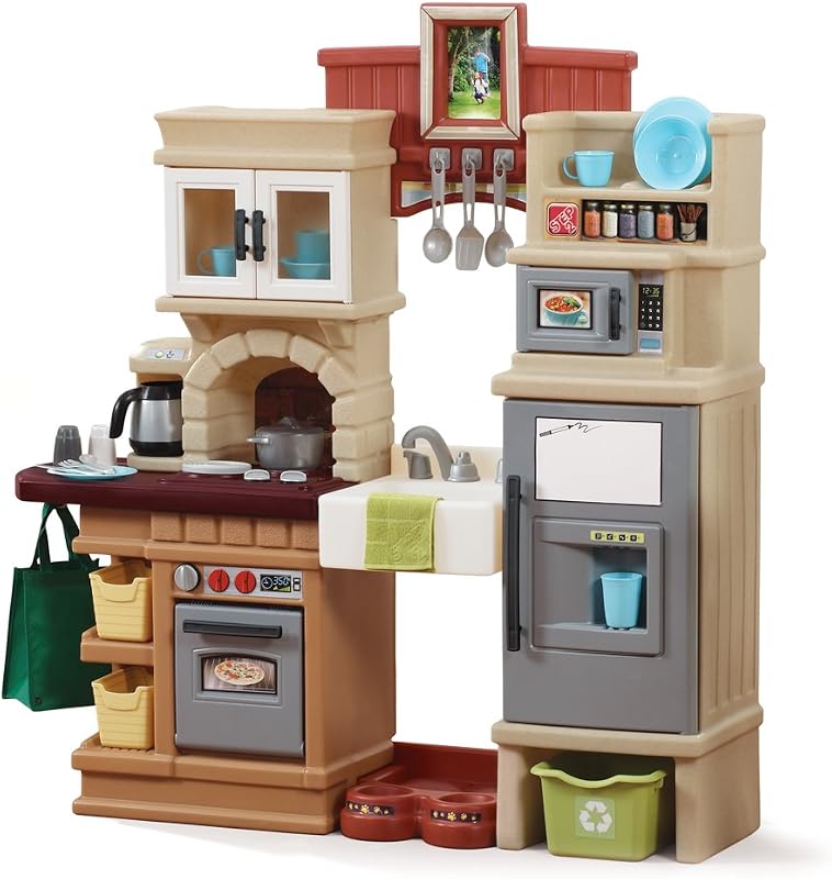 Juego de cocina para niños Heart of the Home, cocina pequeña interior/exterior, juego interactivo con luces y sonidos, hecho de plástico duradero, incluye accesorios de juguete de 40 piezas, para niños pequeños de más de 2años