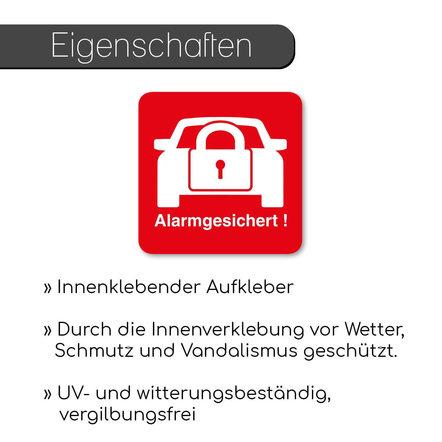 iSecur Autocollant Alarme Active 30x30 mm Rouge Blanc Anti-intrusion