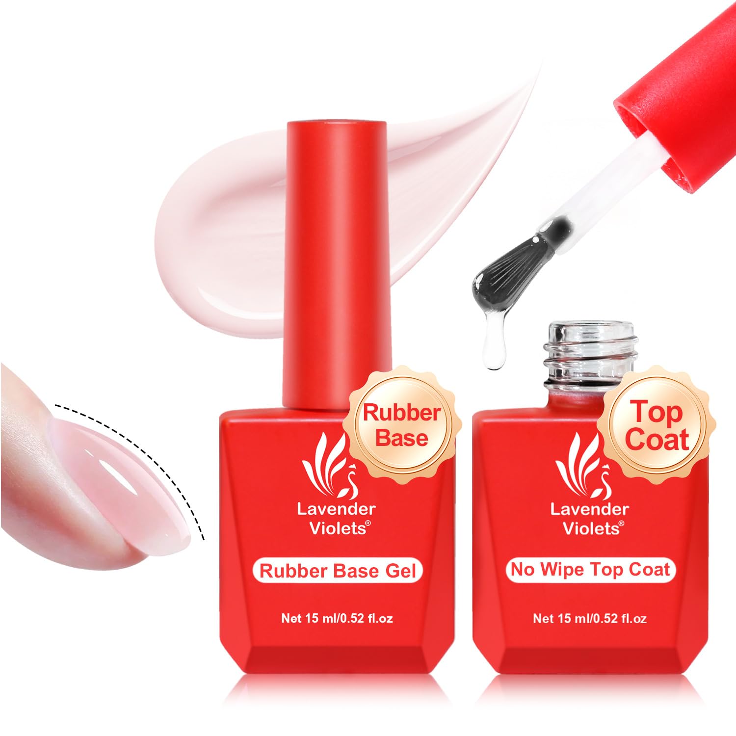 Amazon.com : Lavender Violets Jelly Pink Rubber Base Coat & Glossy