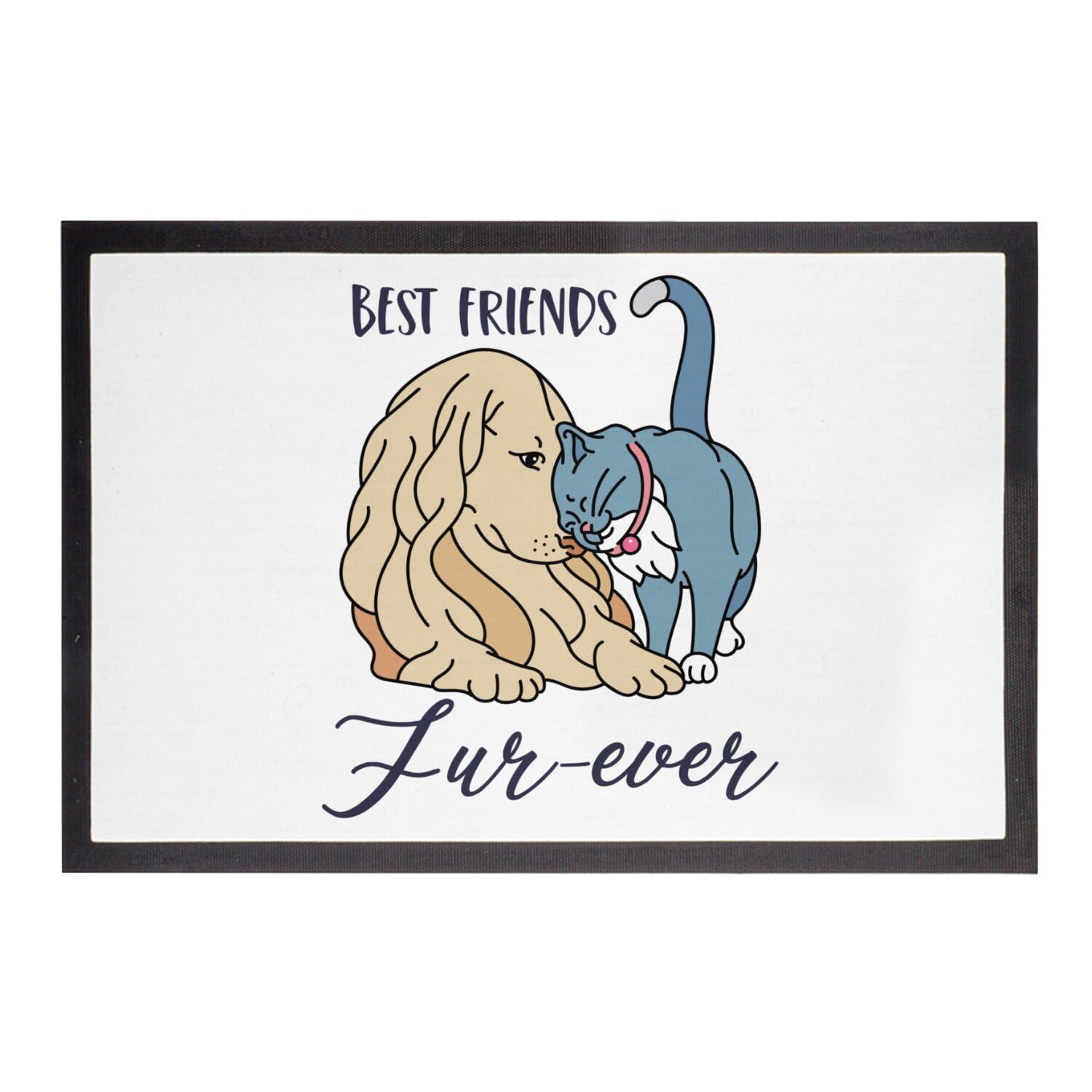 Paillasson Blanc anti saleté Best Friends pour stopper les traces de pattes avec humour
