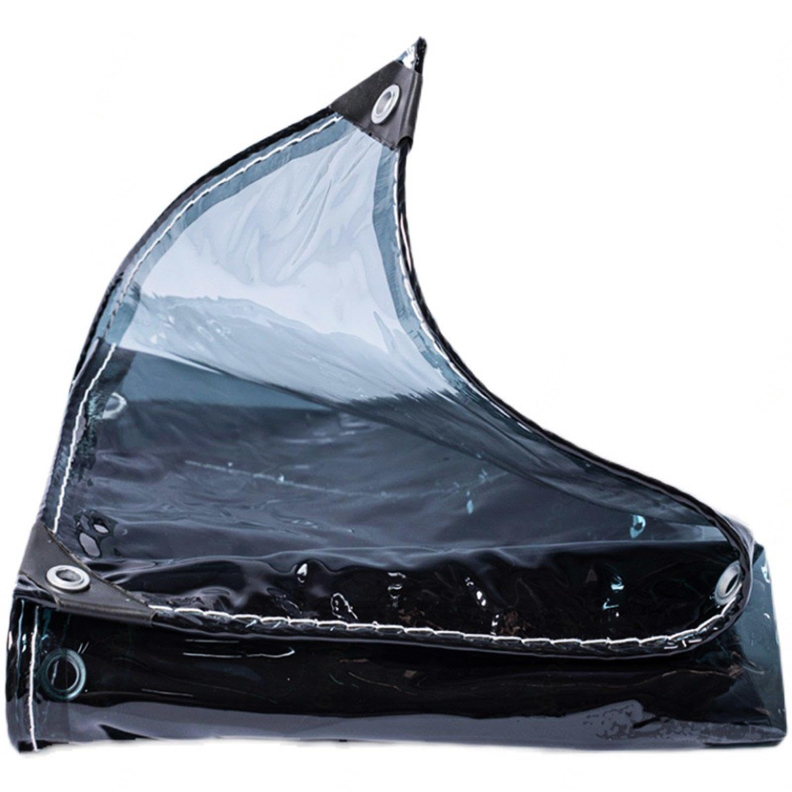 Clear Black Tarpaulin with Eyelets,Heavy Duty 400g/㎡ Waterproof Pvc Transparent Tarpaulin,Patio Greenhouse Garden Tarp Sheet Cover,Plastic Raincloth Tarp,LxW-2x2m/6.6x6.6ft