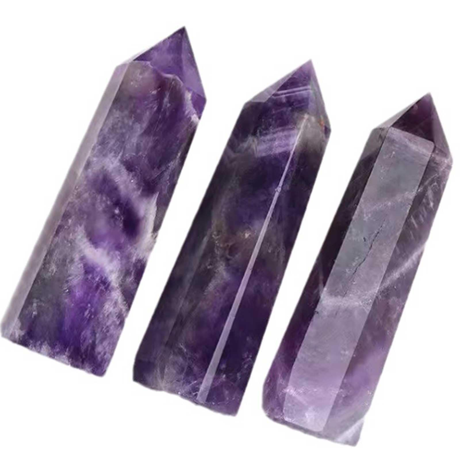Obelisco de amatista Dream natural en set de 3 piezas, el regalo ideal para bienestar