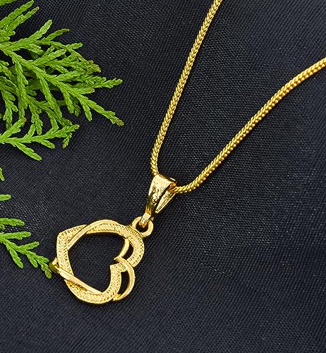 Image of Handicraft Kottage 1gm 22Ct Gold Plated chain with Pendant | latest & Stylish Celebrity Inspired Chain /Necklace /Jewellery Set /Fashion jewellery for Men, Women Boys Girls