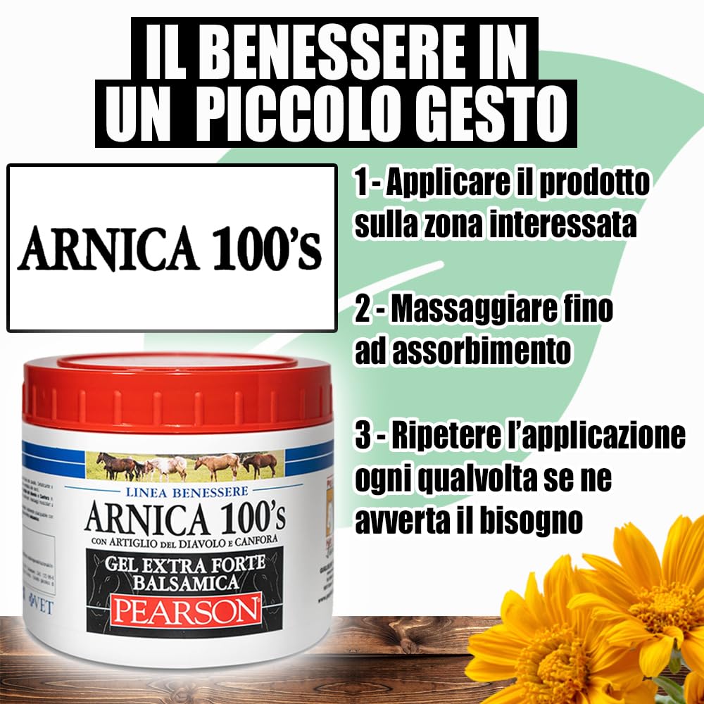 ARNICA 100'S - Arnica Per Cavalli, Gel Extraforte Balsamica Pearson [500ml]. Crema Arnica Gel Forte Con Artiglio Del Diavolo e Canfora. Pomata Defaticante e Rilassante Made in Italy