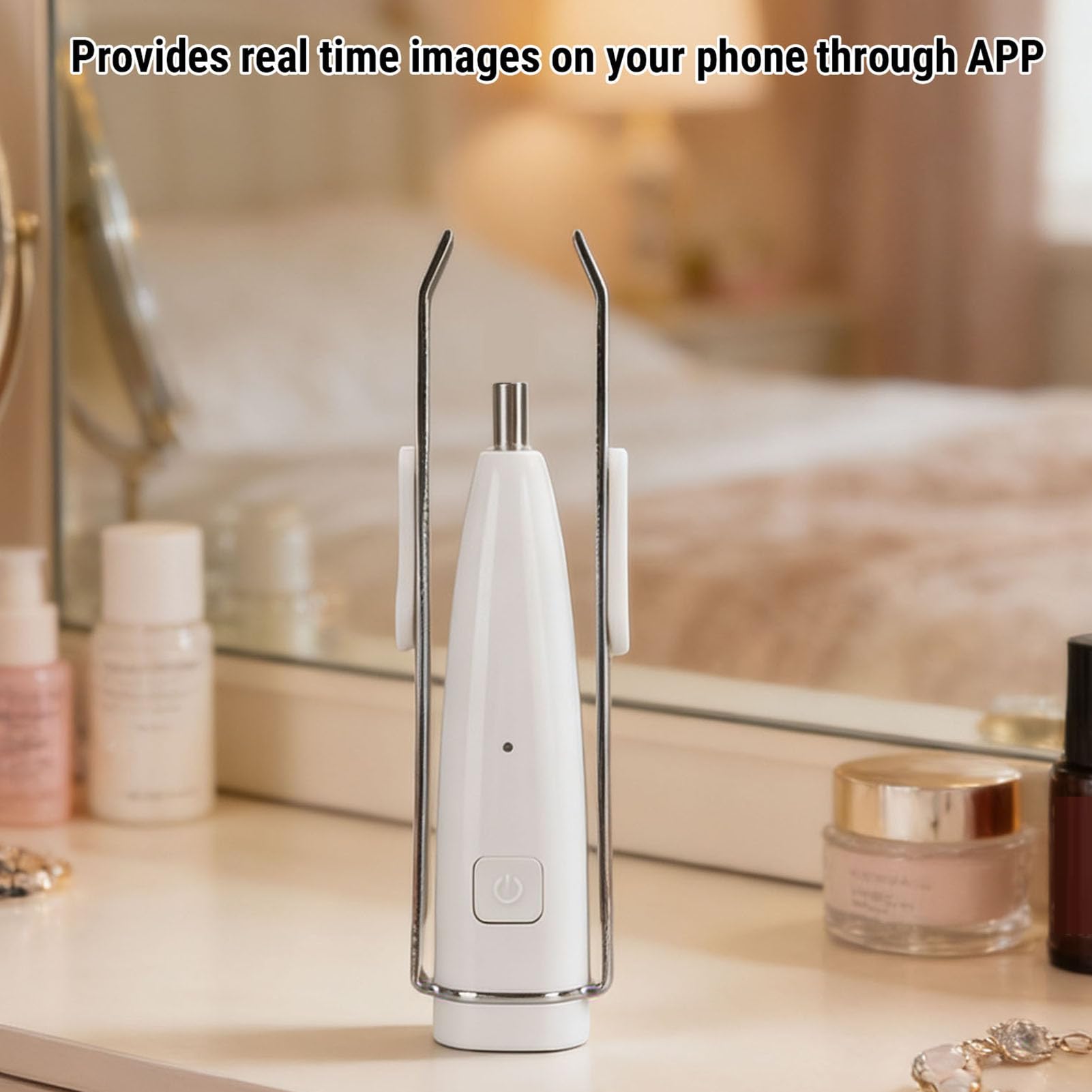 Denash Pinzette Inclinate per Fotocamera a LED, Pinzette per Sopracciglia con Luce e Ingrandimento 10X, Illuminate per Depilazione con Fotocamera per una Toelettatura Precisa (WHITE)