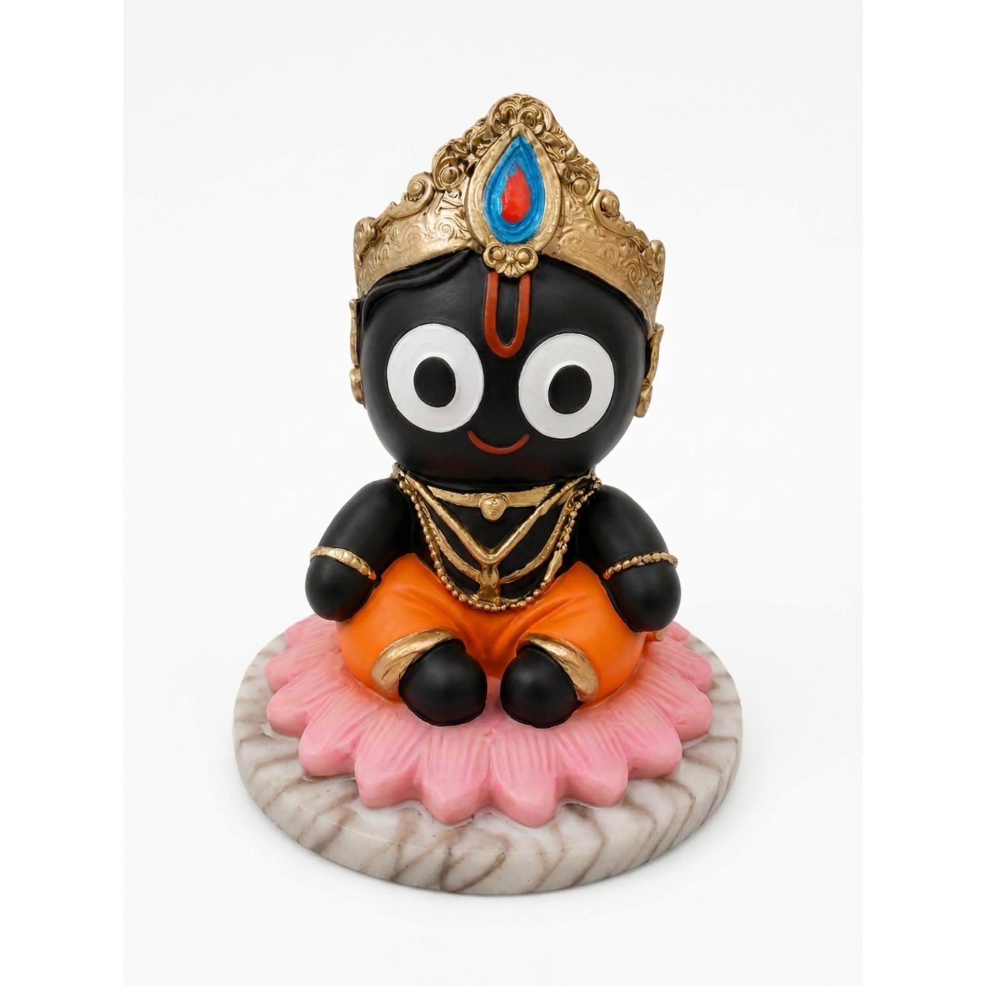 Emagnet Baby Jagannath Idol for Home Decor | Premium Finish Jagannath Ji Murti on Lotus Base | Cute Bal Jagannath Statue for Home Temple, Office Desk, Car Dashboard |10 CM