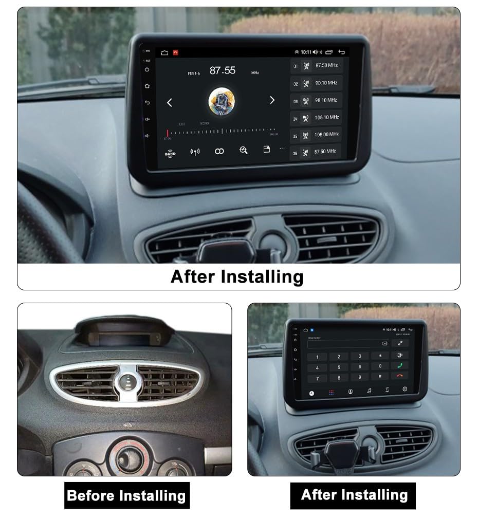 Kit Montaggio adattatore Autoradio, Mascherina 9" pollici per Renault Clio 2005-2014