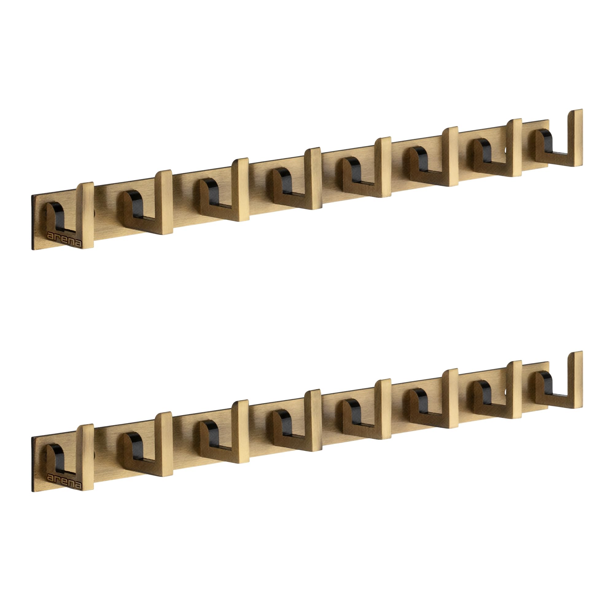 Arena 8 Pin Aluminium Cloth Hanger Door Wall Hooks Rail for Hanging Clothes, Towel Hook Set Bathroom Hanger Cloth Hanger Robe Wall Door Hooks Rail for Hanging Keys (Antique Brass, Pack of 2)-image-46