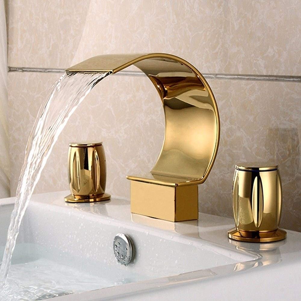 Robinet bain cascade doré pour vasque de maison et bureau