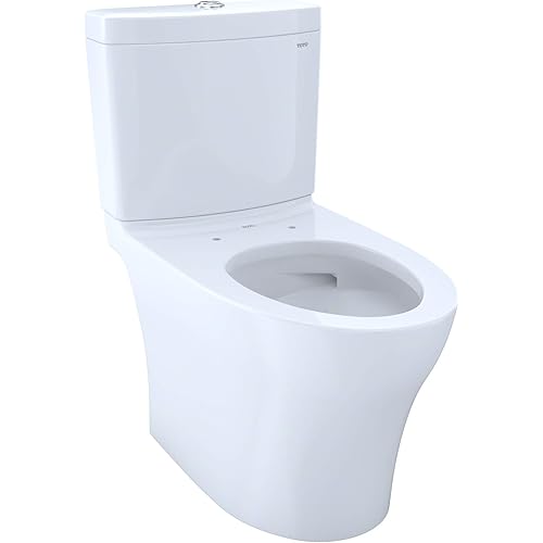 TOTO Aquia IV Two-Piece Elongated Dual Flush 1.28 and 0.9 GPF Skirted Toilet with CEFIONTECT, Cotton White - CST446CEMGN#01