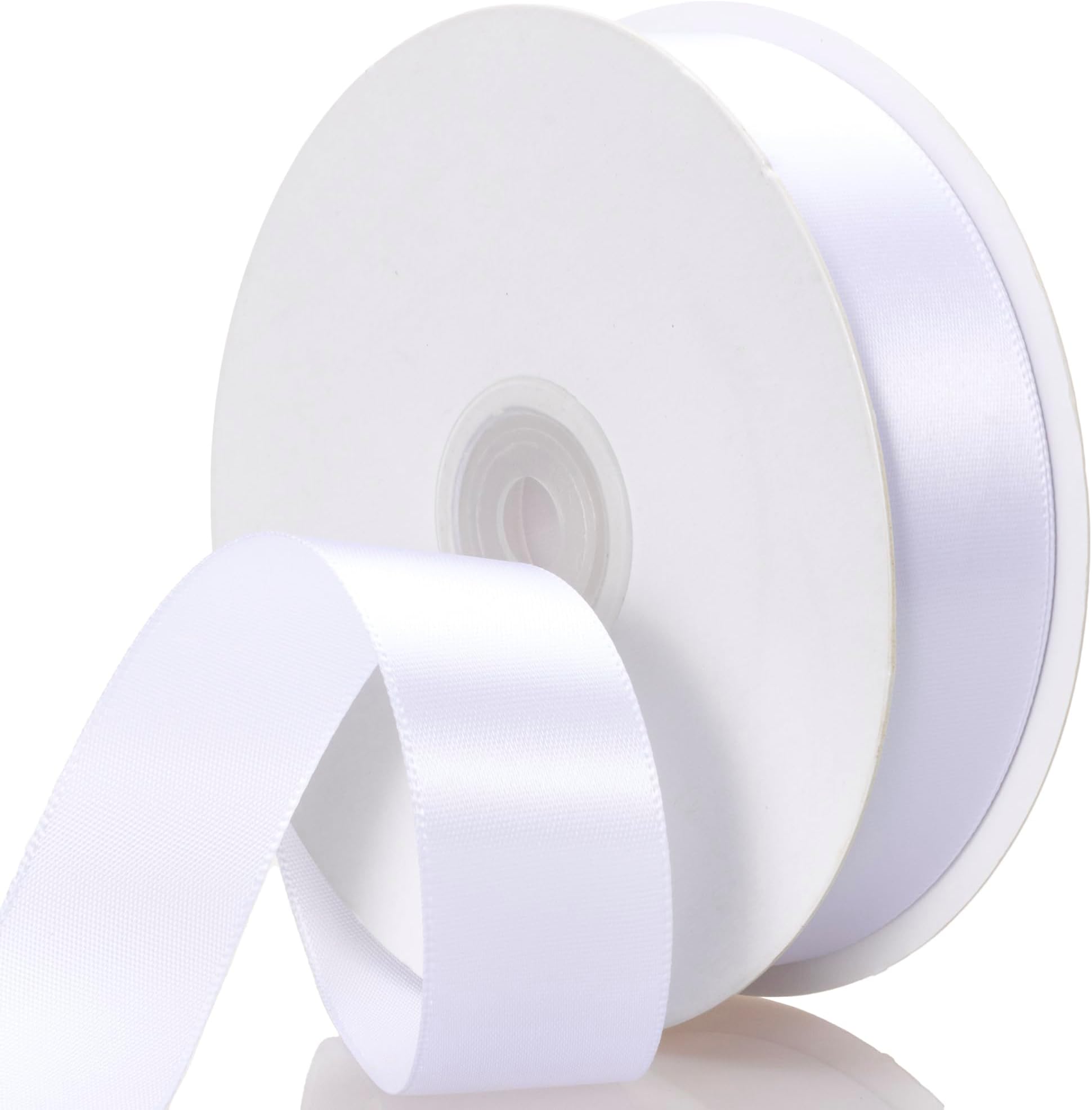 ATRBB White Ribbon 1 Inch x 50 Yards, Single Face Polyester Satin Ribbon for Gift Wrapping, Handmade Roses, Christmas, Wedding, Birthday Party Decorations