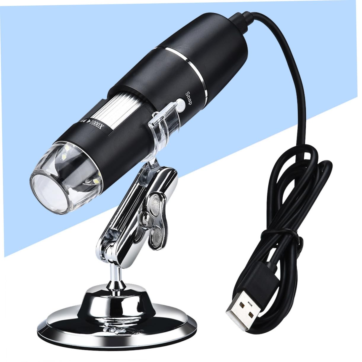 Gadpiparty Digitale USB Lupe mit LED Beleuchtung Vergrößerung Flexible Arm Tischmikroskop für Reparatur Inspektion Labor Schmuck Briefmarken Antiquitäten