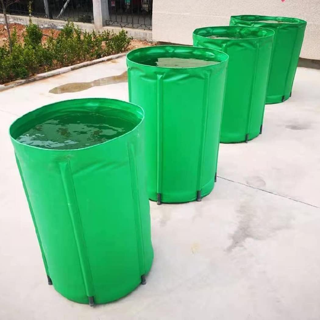 Large Capacity Rain Barrel, Emergency Water Storage Container, Foldable Flexible Rain Water Collector, for Watering Gardens, Watering Animals, Building,Green,50L/40 * 50CM