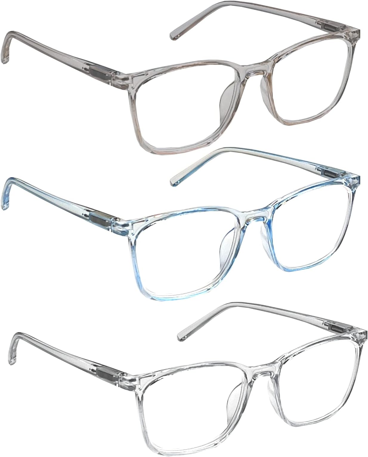 3 Pack Distance Glasses for Men Women, Blue Light Blocking Lightweight Nearsighted Myopia Spring Hinge Glasses