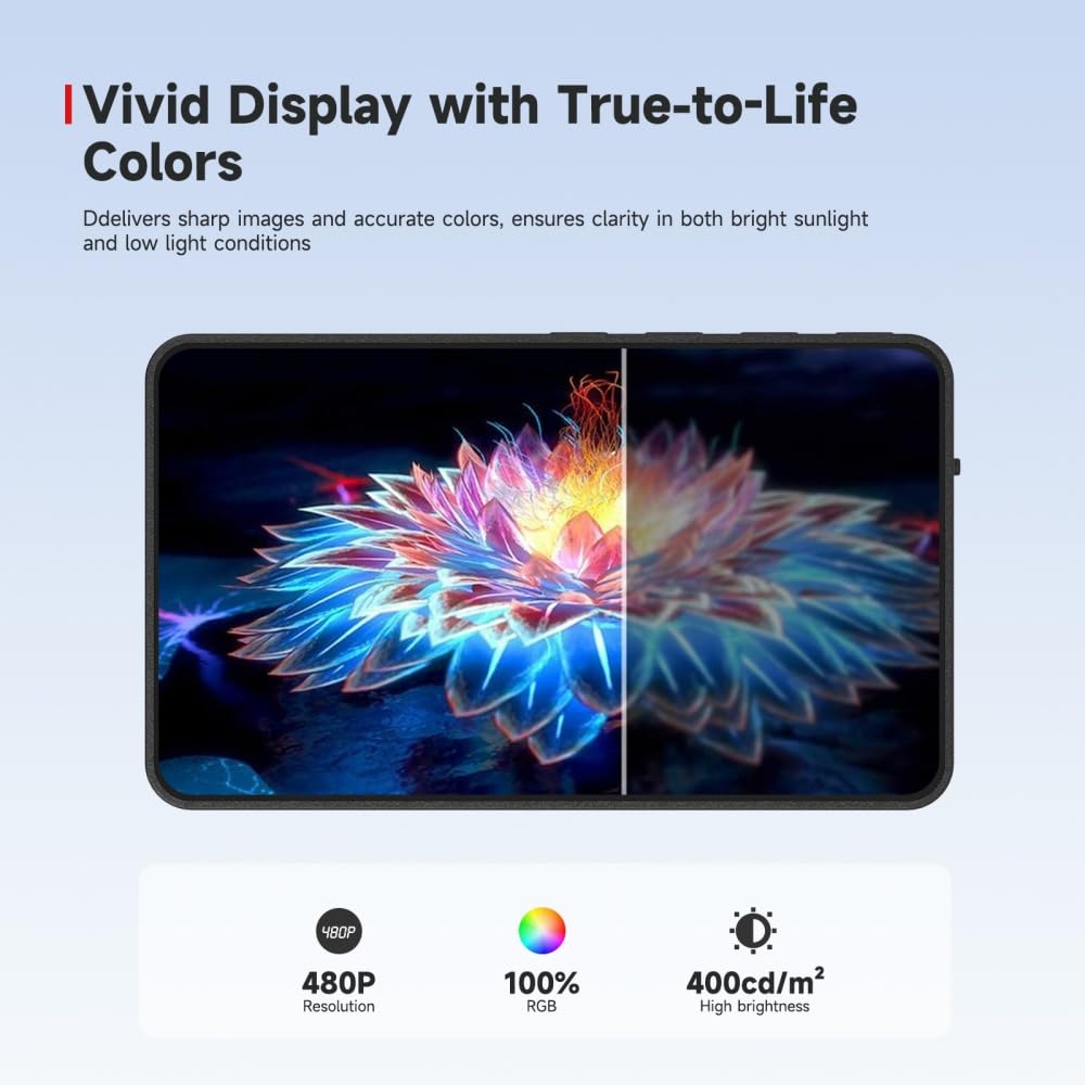 SYNCO Xview M4 Handy Selfie Monitor, Magnetischer Smartphone Vlog Bildschirm für iPhone & Android Rückkamera,Selfie Monitor Screen für iPhone for YouTube,TikTok,Live Streaming(Black)