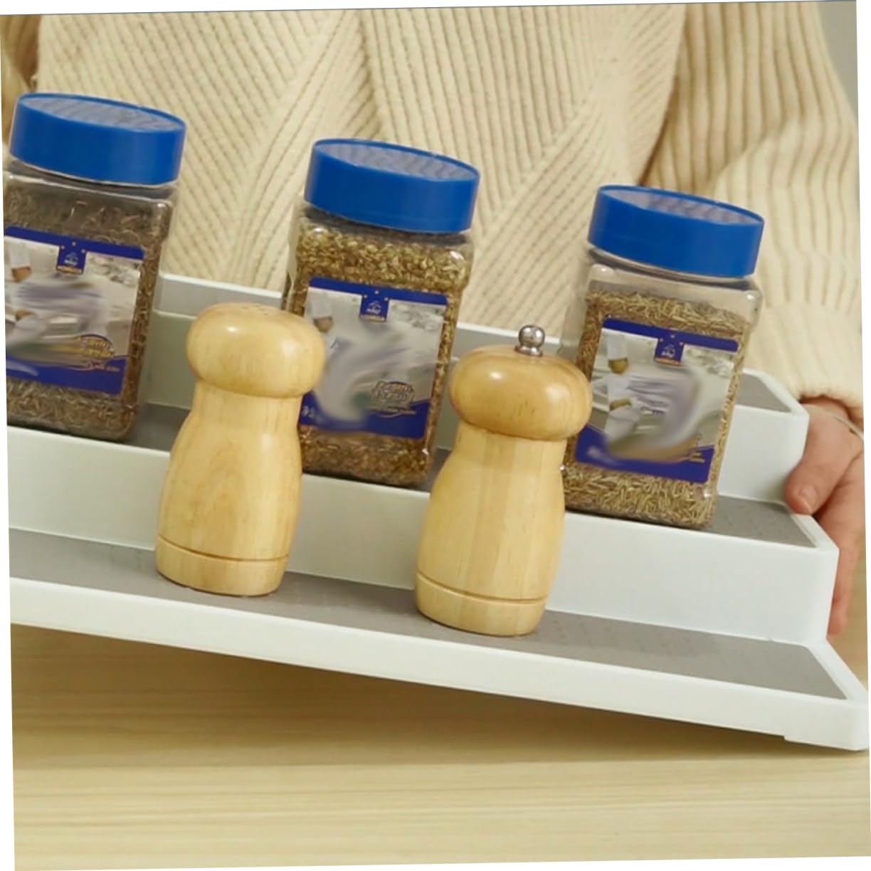 Étagère à Épices à 3 Niveaux en Pp, Lot de 2, pour Rangement la Cuisine | Rangement de Placard, Organisateur D’armoire, Usage la Cuisine et Salle de Bain, pour Sel et Savons
