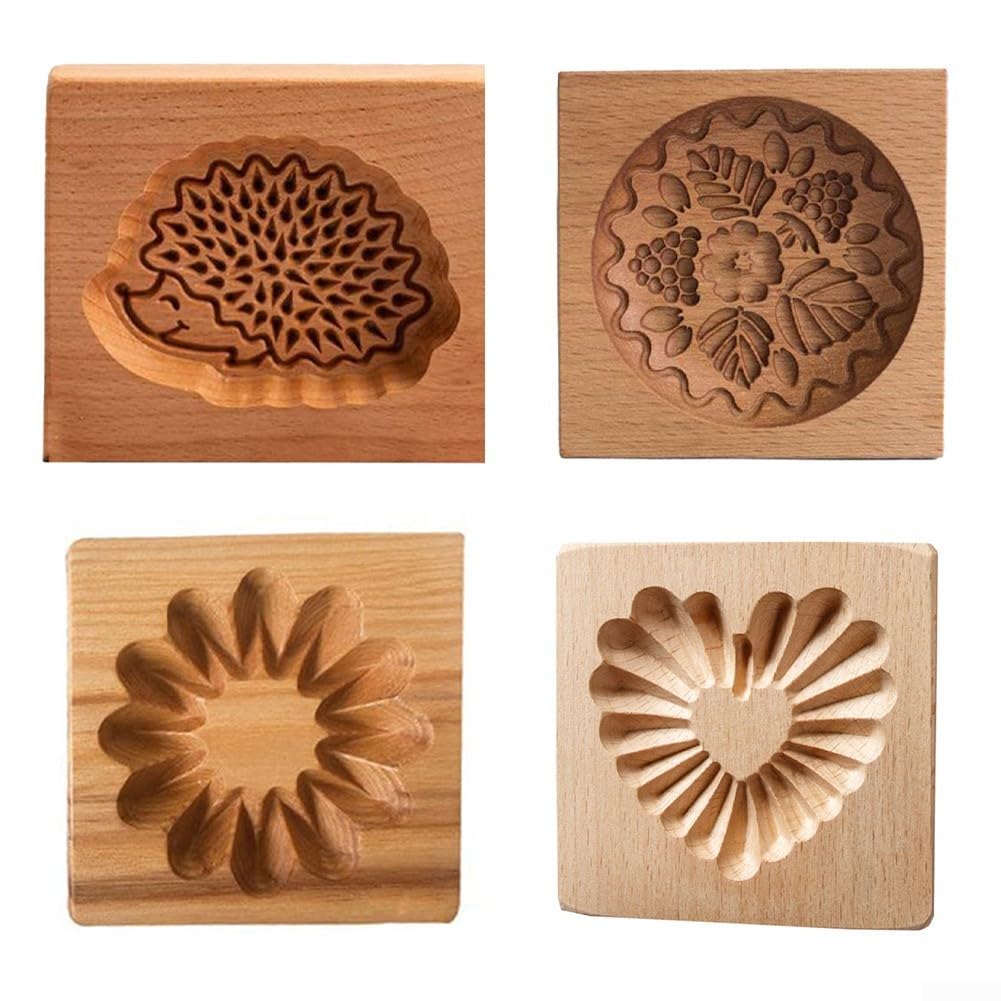 SDGBCXD， Stampi for biscotti in legno, biscotti, stampi for biscotti in legno, stampi for biscotti in rilievo in 3D, stampi for timbri, formine for biscotti fai da te for tutti gli appassionati di pas