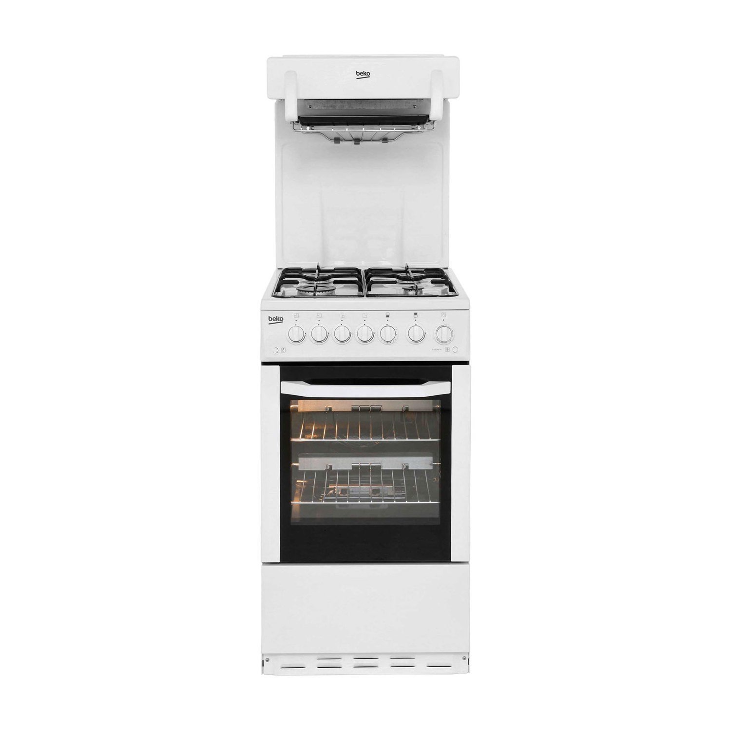 Beko BA52NEW 50cm High Level Gas Cooker with 4 Hotplate Burners in White