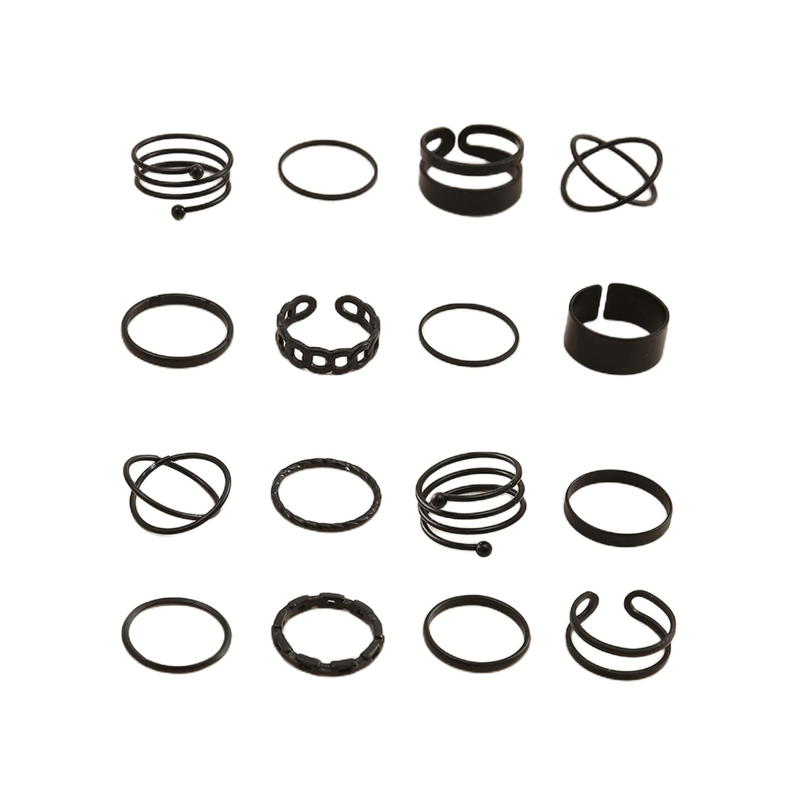 UareinGothic Cross Chain Finger Rings for Women Men.10Pcs Black Knuckle Rings Set Stackable EMO Rings Punk Midi Ring Fashion Jewelry Gifts for Girls