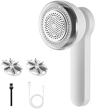 Fabric Shaver and Lint Remover, KEEBAPOO Rechargeable Lint Shaver for Clothes, Sweater Defuzzer with Stainless Steel 3-Leaf Blades, Easy Remove Lint, Fuzz, Pills, Bobbles, etc
