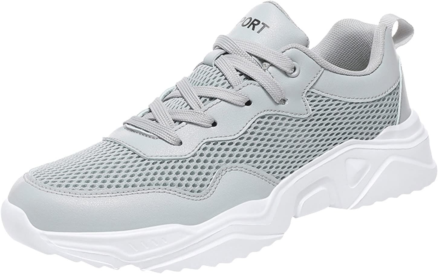 Nasogetch Trainers Plantar Fasciitis Shoes Mens Men Sports Shoes New Pattern Summer Mesh Breathable Comfortable Lace Up Outdoor Casual Sports Shoes Mens Leather Slip on Shoes Shoes Plastic (Grey, 6)