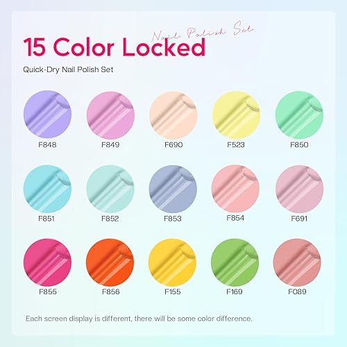 Miniatura 10 de Morovan Juego de esmalte de uñas para uñas secado al aire, 15 colores brillantes, 0.25 onzas, esmalte de uñas regular, no gel, kit de esmalte de