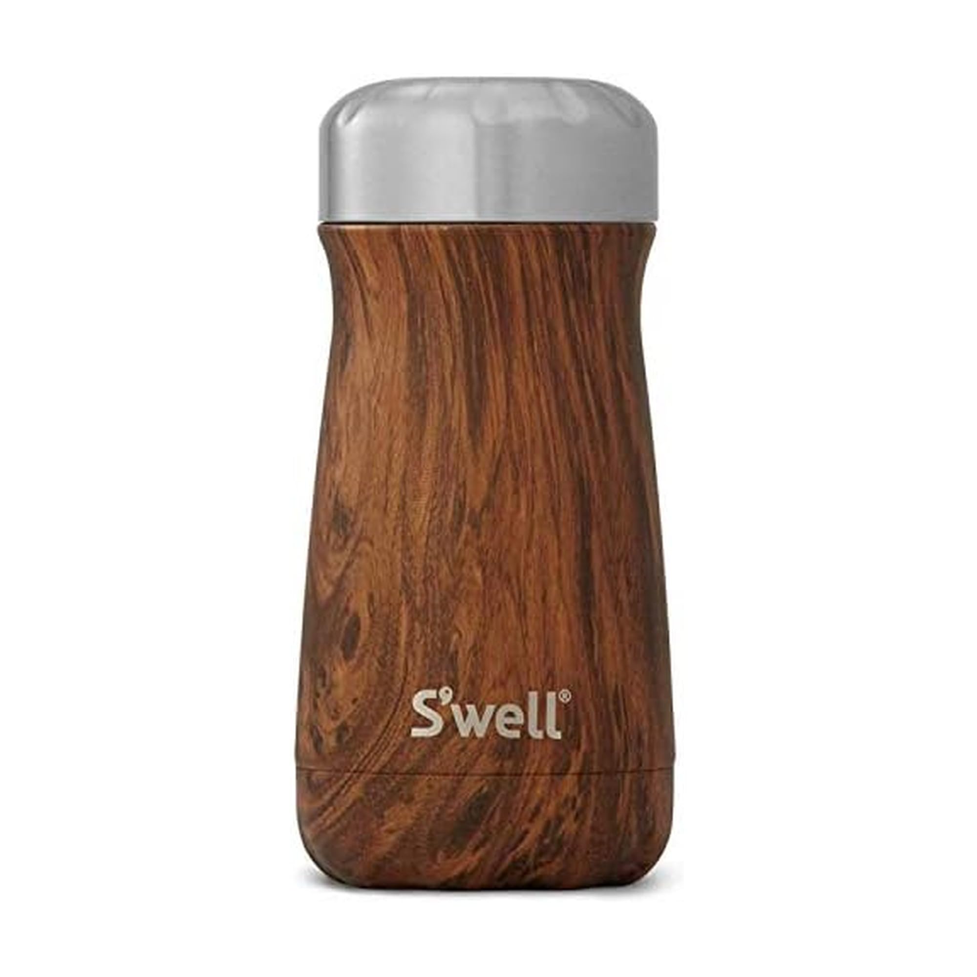 S'well Stainless Steel Traveler-12 Fl Oz Triple-Layered Vacuum-Insulated Travel Mug Keeps Coffee, Tea and Drinks Cold for 20 Hours and Hot for 9-BPA-Free Water Bottle, 12 oz, Teakwood