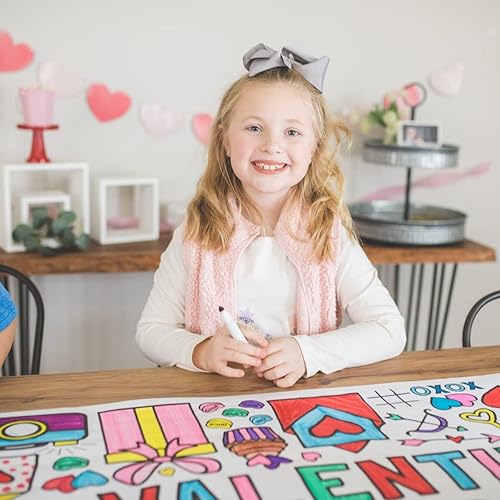 Miniatura 7 de Tiny Expressions Póster gigante para colorear para niños, feliz día de San Valentín, enrollado, sin arrugas, 30 x 72 pulgadas, mantel para colorear