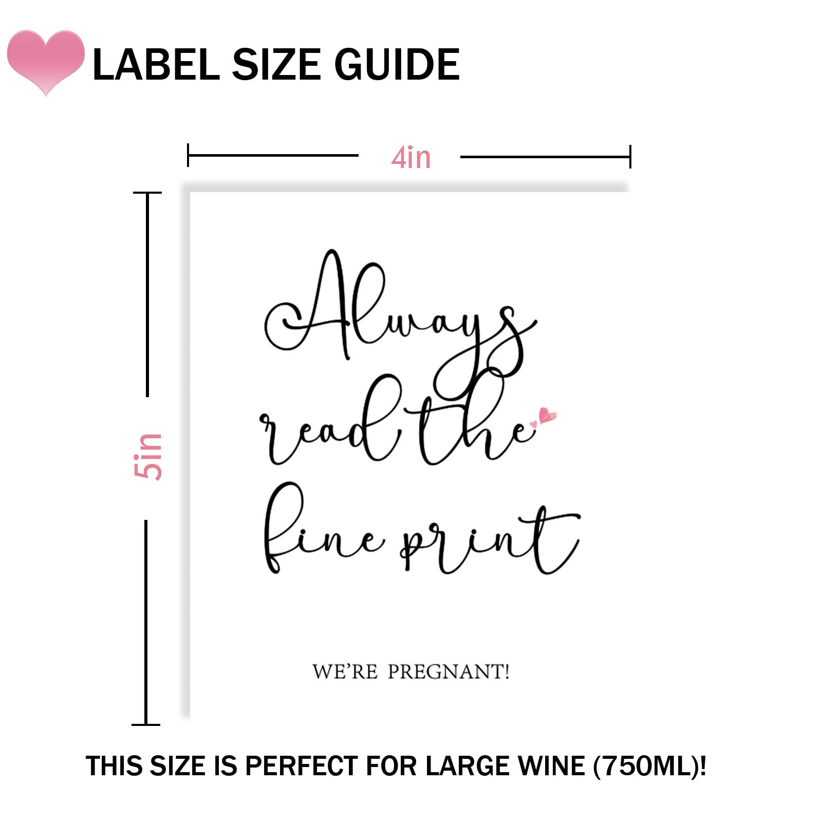 MINUET MINUTE 4 Pcs Pregnancy Reveal Wine Labels, Always Read The Fine Print, Baby Announcement Decorations Supplies