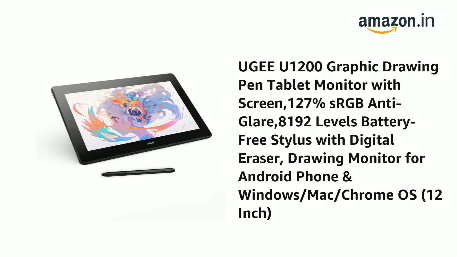 Amazon.in: Buy UGEE U1200 Graphic Drawing Pen Tablet Monitor with