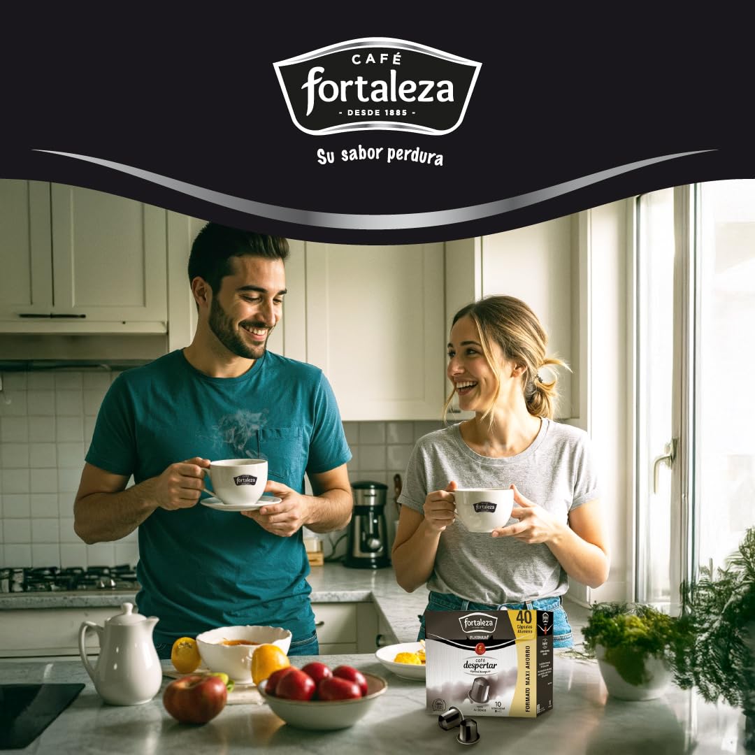 Café Fortaleza Platinium, Cápsulas Compatibles con Nespresso, de Aluminio, Sabor Despertar, Especial Desayuno, 100% Arábica, Tueste Natural, Pack 4x40 - Total 160 uds