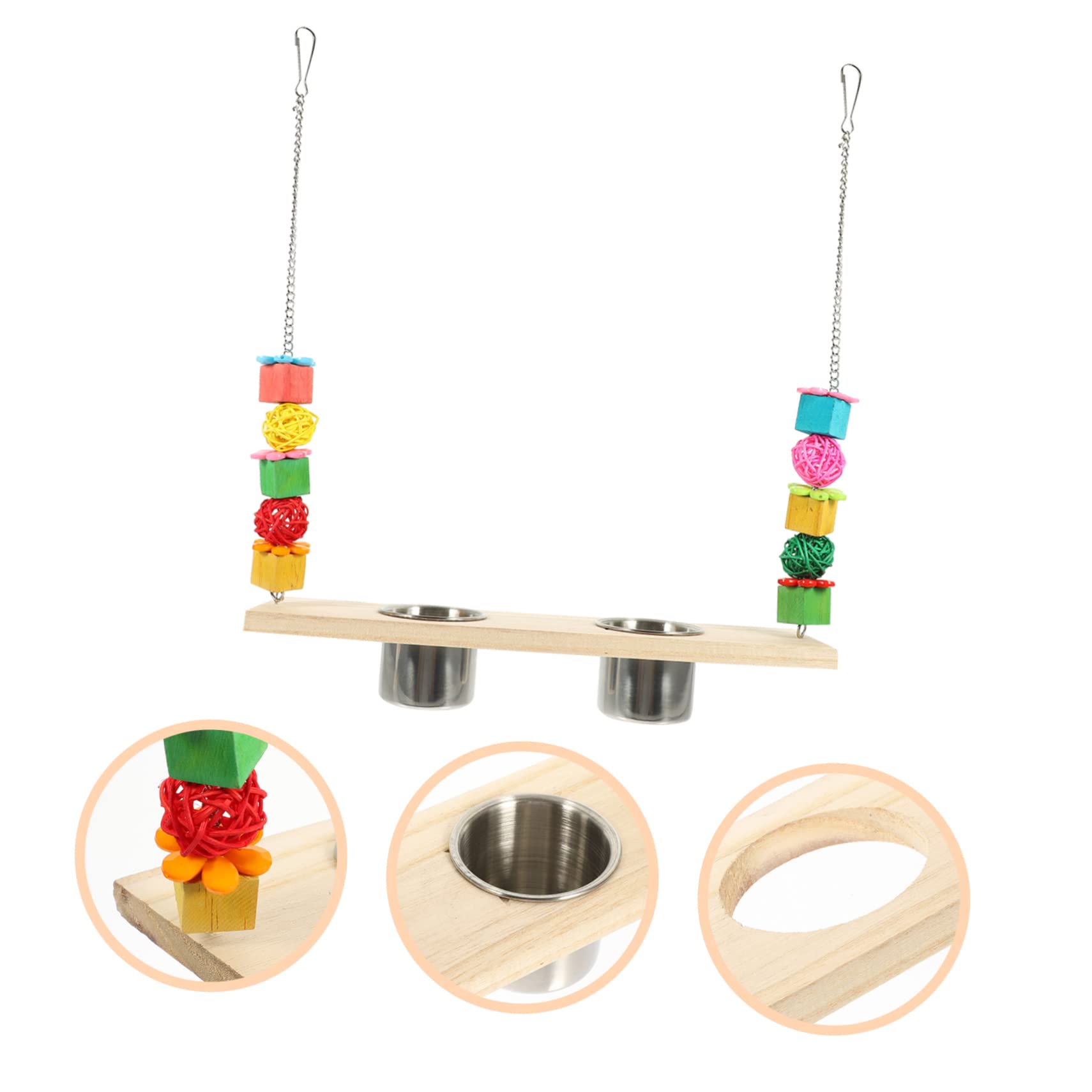 minkissy 5 piezas de juguete de búsqueda de loro, perca de pollito, columpio de loro con taza de comida, juguete de mordida de loro, juguetes de pájaros para cacatúas, perchas, juguete de loro,