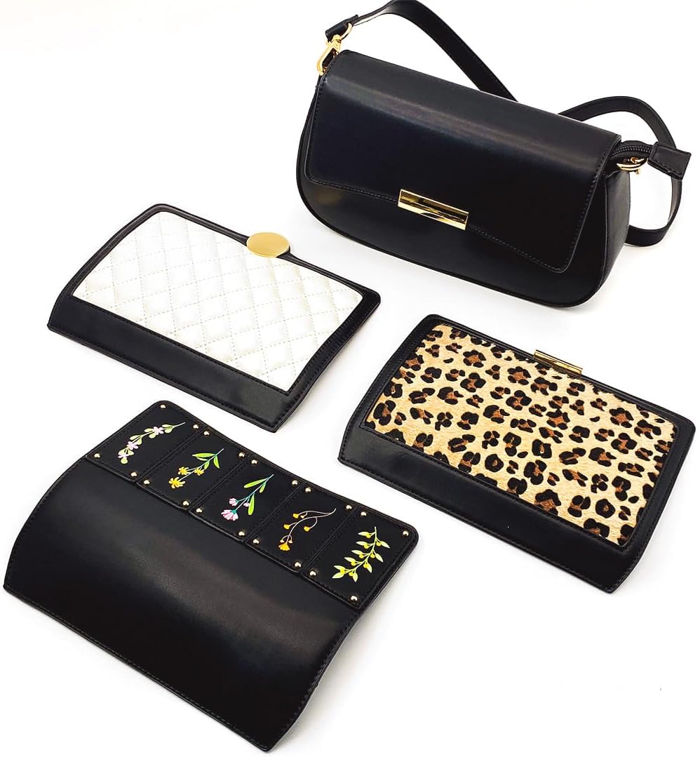 BelugaDesign 4 Flap Swap Black Bag | Faux Leather Purse with Interchangeable Flaps | Cute Boho Chic Crossbody Handbag Women - Image 5