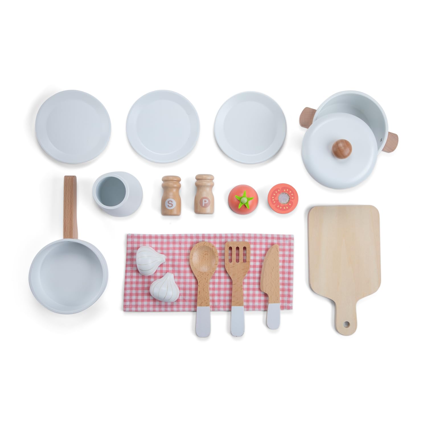 Woet® Cocina de Juguevo en Madera Beige para Niños - con Horno, Fregadero y Accesorios - Set de Cocina de Imitación - A Partir de 3 Años (Rosa)
