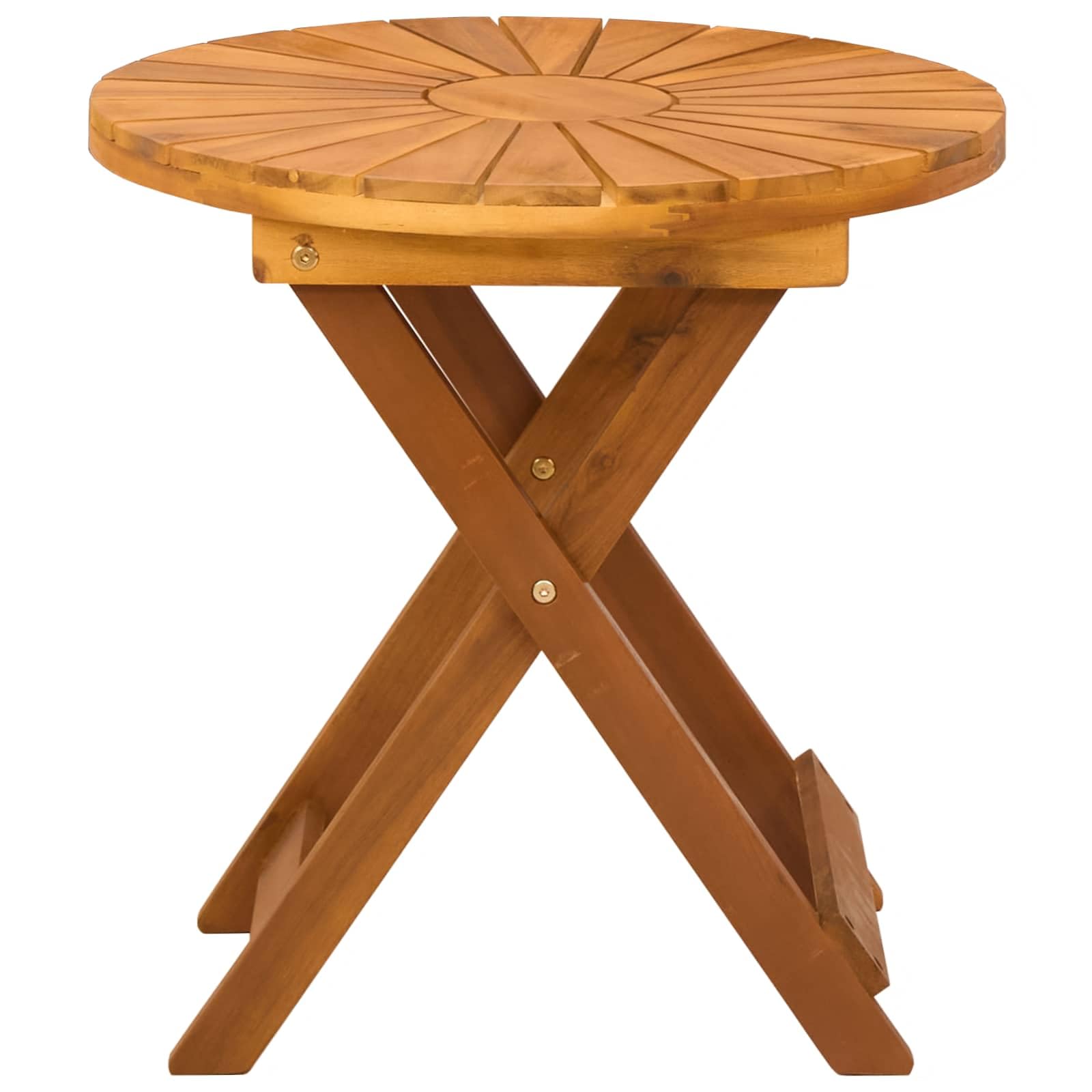 Mesa plegable de madera maciza de acacia, 45 x 45 cm de diámetro