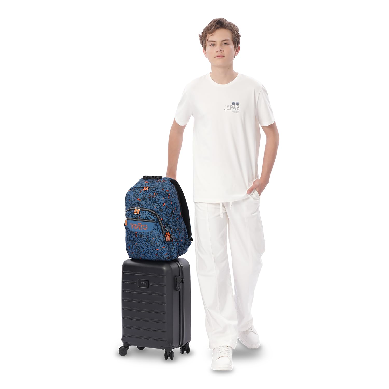 TOTTO - Mochila Escolar Adaptable a Carro, Modelo Acuareles, Capacidad 20 L, Bolsillo Pc 14", Bolsillos Botella, Espaldar Ergonómico con Flujo de Aire, Cómodas Correas en S, Estampado Grafer